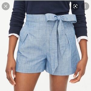 JCrew high waisted denim shorts with tie.